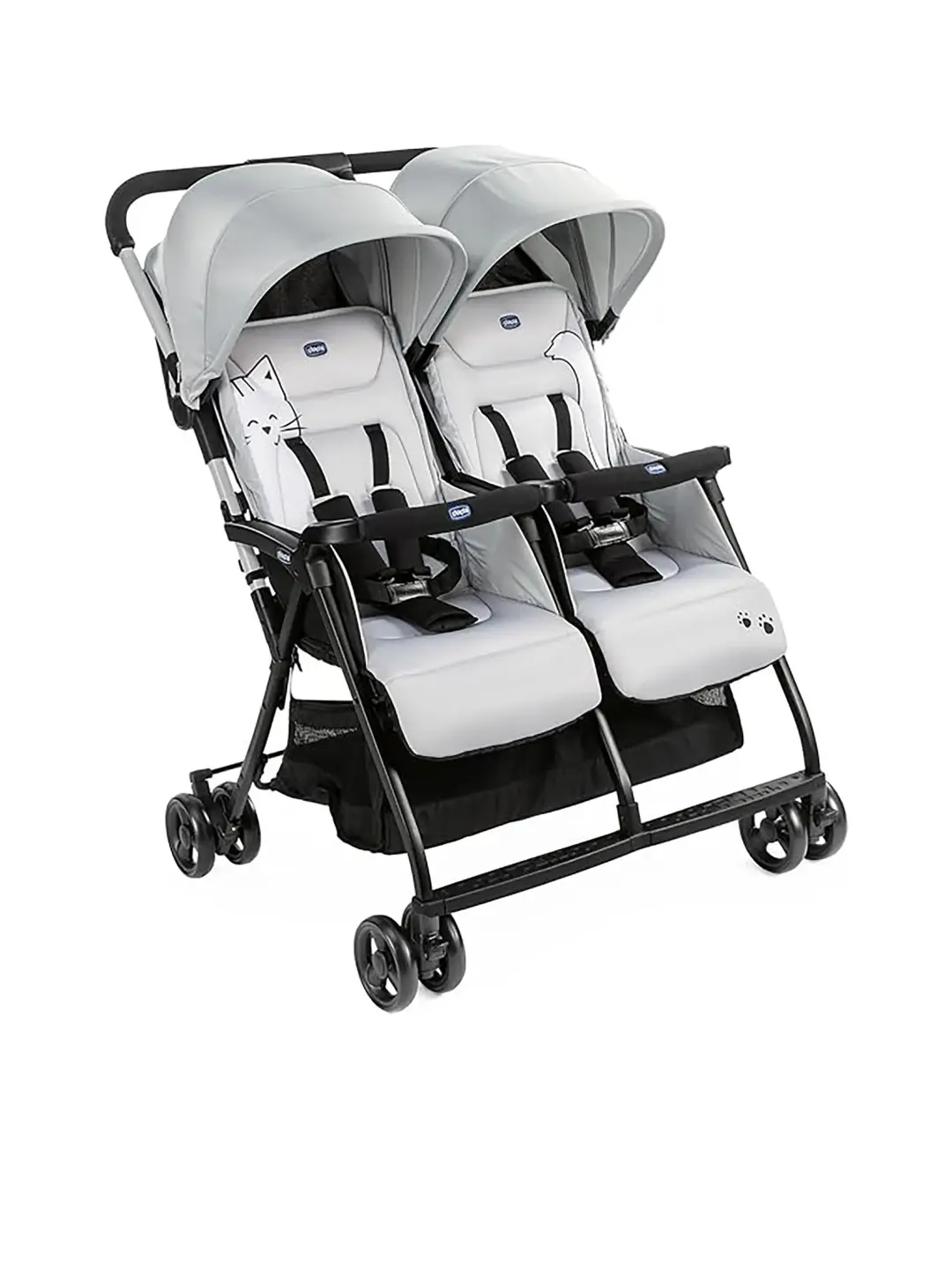 รถเข็นเด็กแฝด Ohlala Twins สี Silver Cat